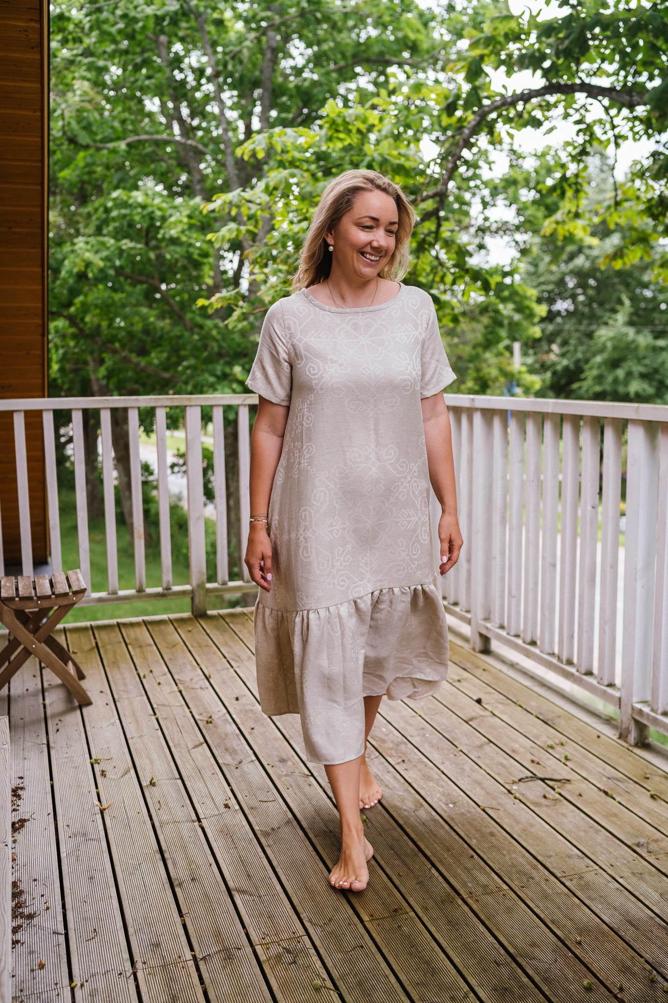 Woman dress Sun with sleeves, natural