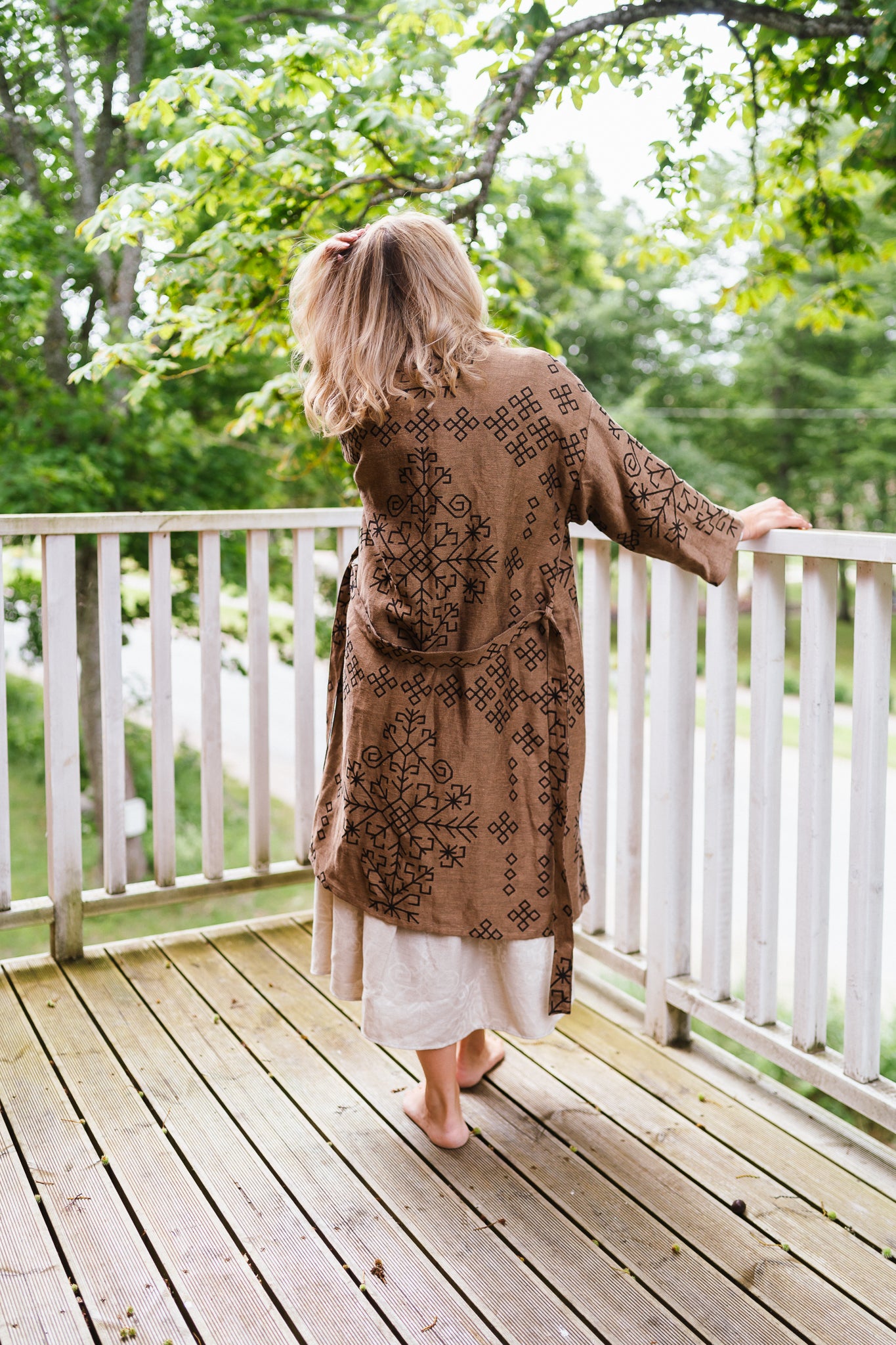 Linen Boho Style Robe / Kimono Austra Unisex, Mid