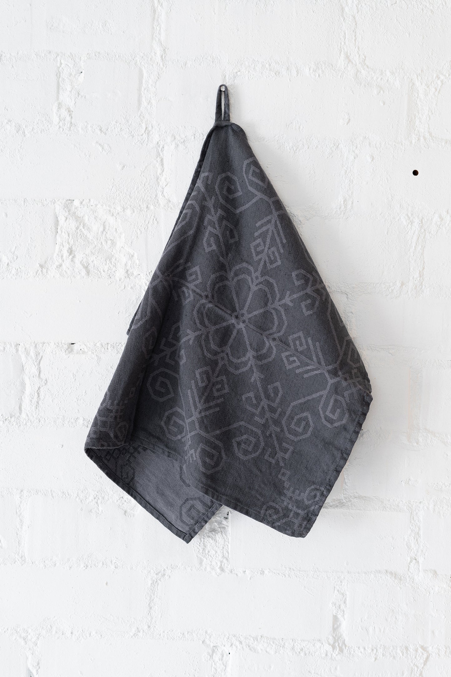 Linen Kitchen Towel Sun Mandala, grey
