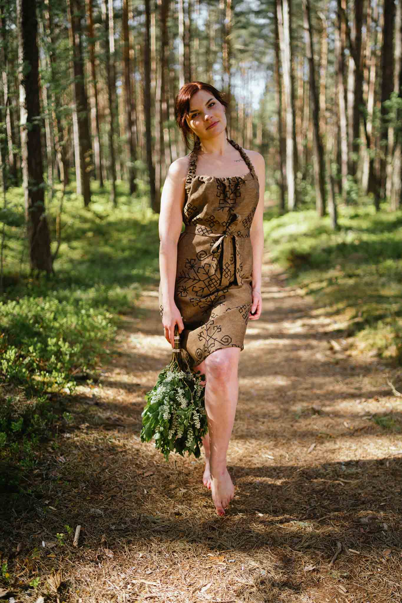 Sauna two-sided dress with Austra Tree, bronze/black