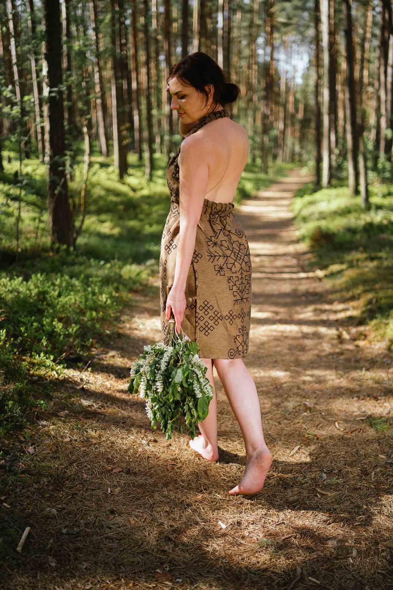 Sauna two-sided dress with Austra Tree, bronze/black
