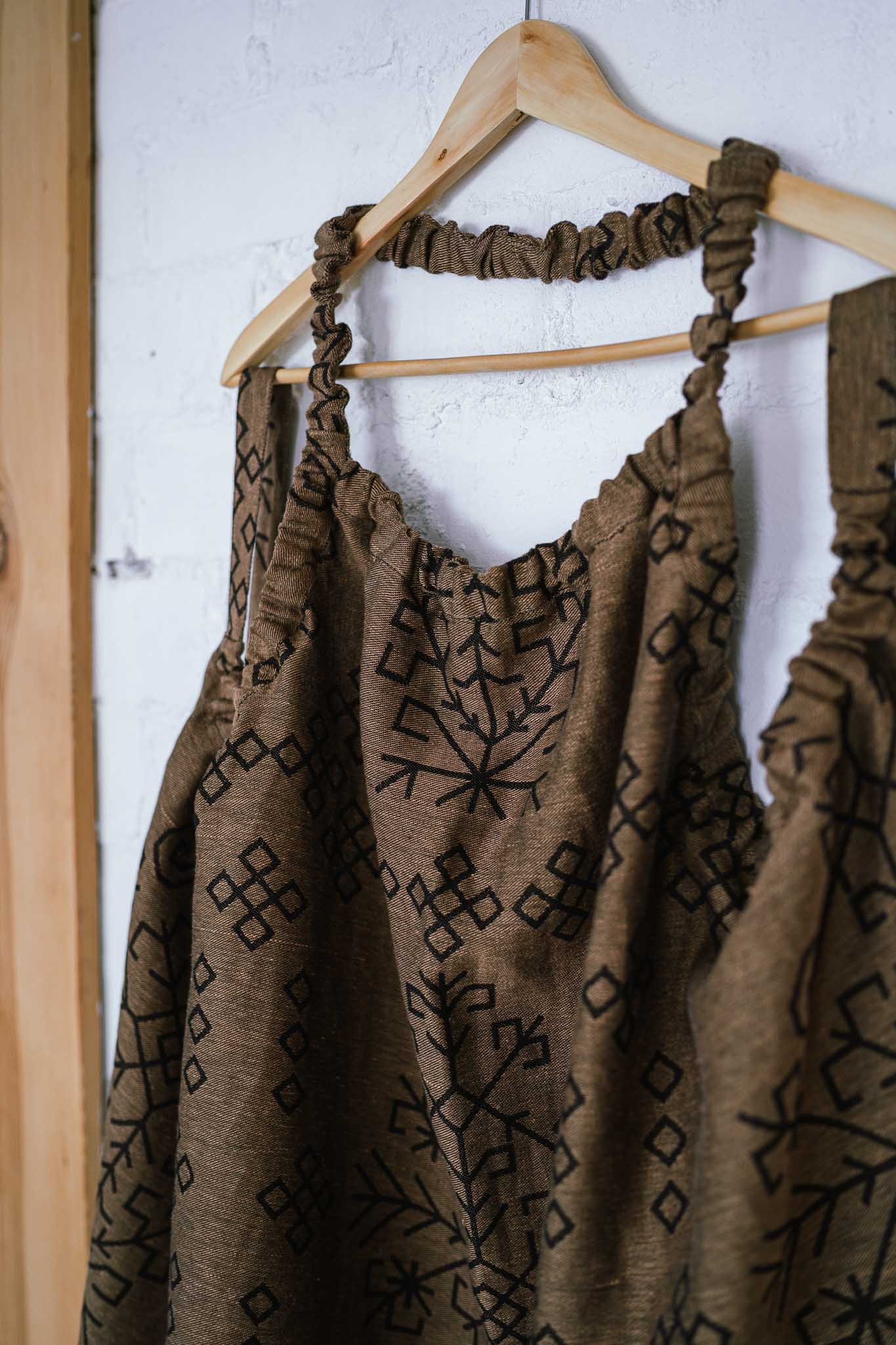 Sauna two-sided dress with Austra Tree, bronze/black