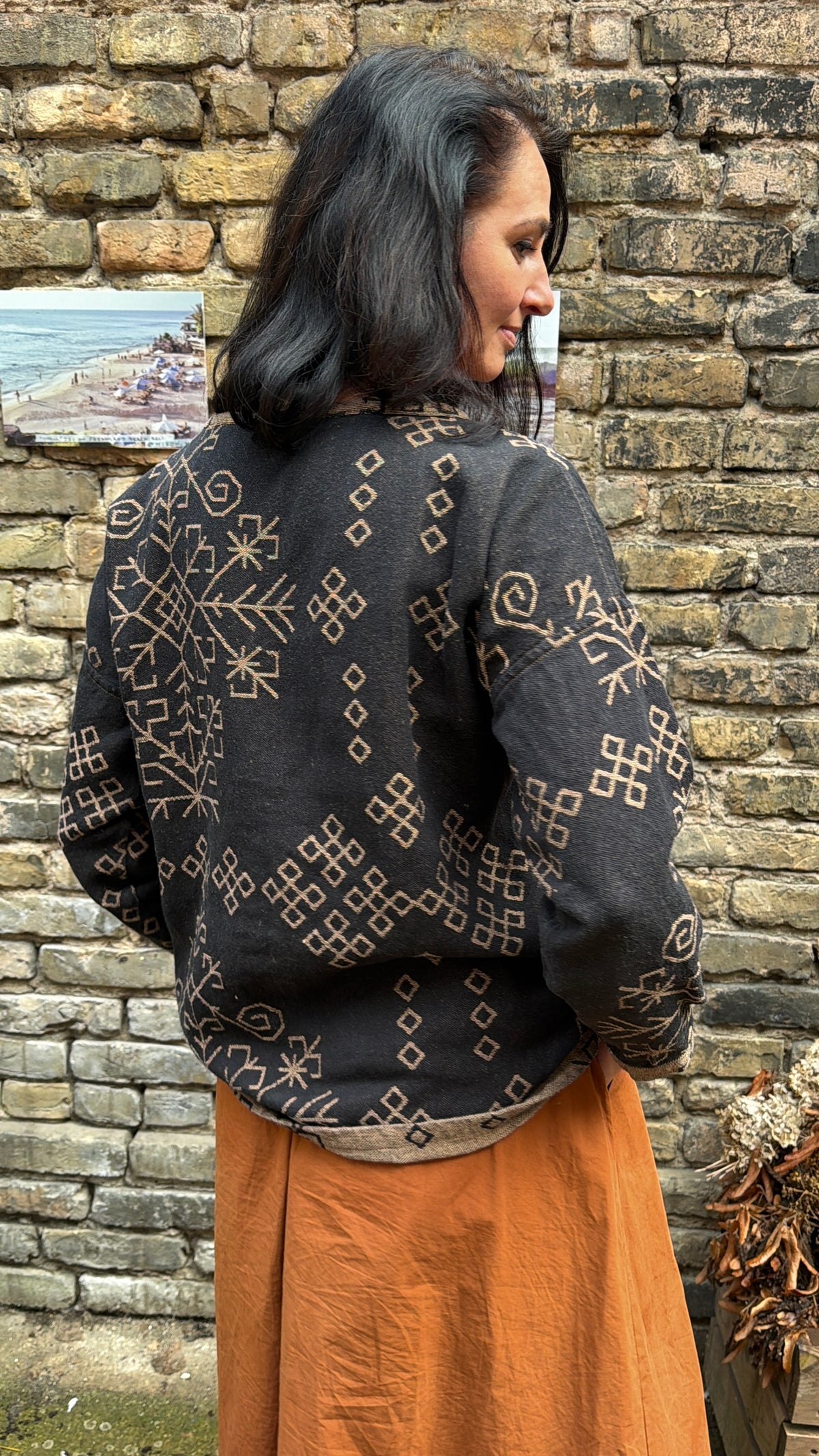 Bothsided Jacquard Sweater Austra, brown/black