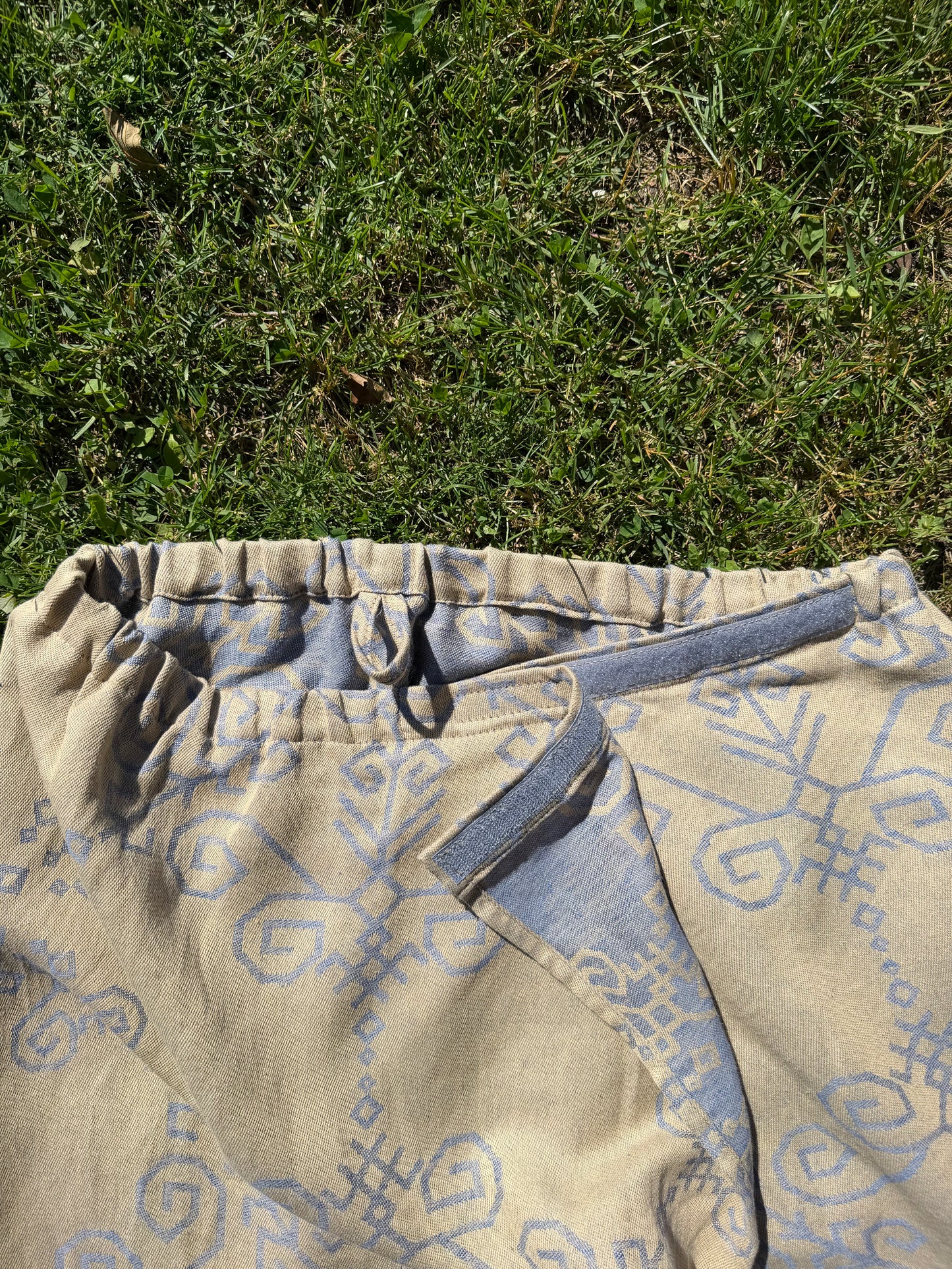 Sauna wrap towel with Sun Mandala, yellow/blue