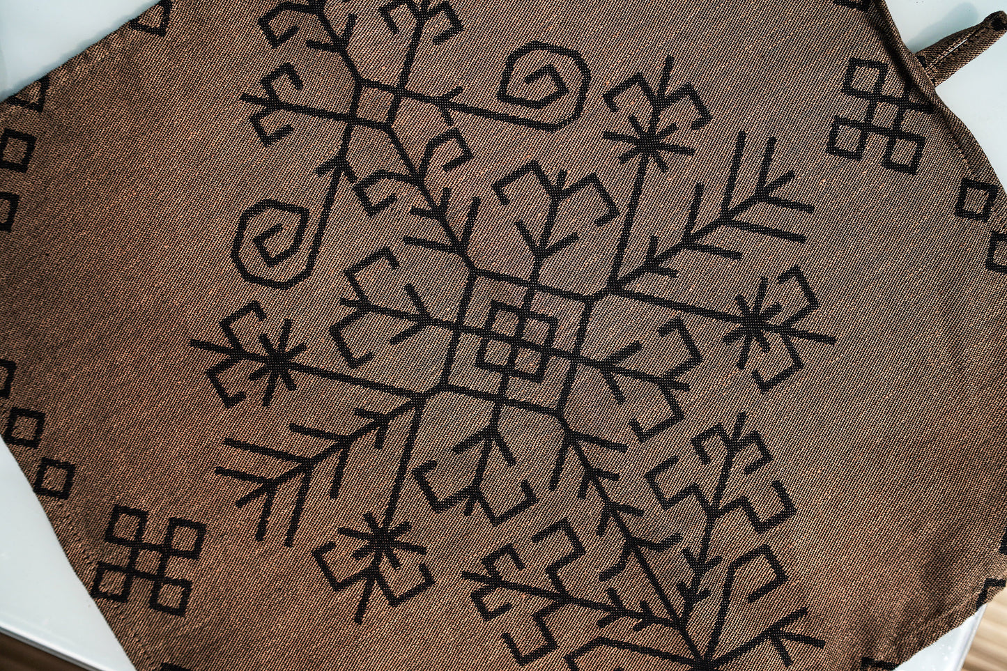 Linen Kitchen Towel Austra Tree Pattern, bronze/black