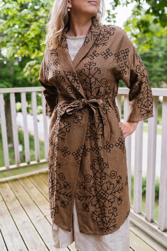 Linen Boho Style Robe / Kimono Austra Unisex, Mid