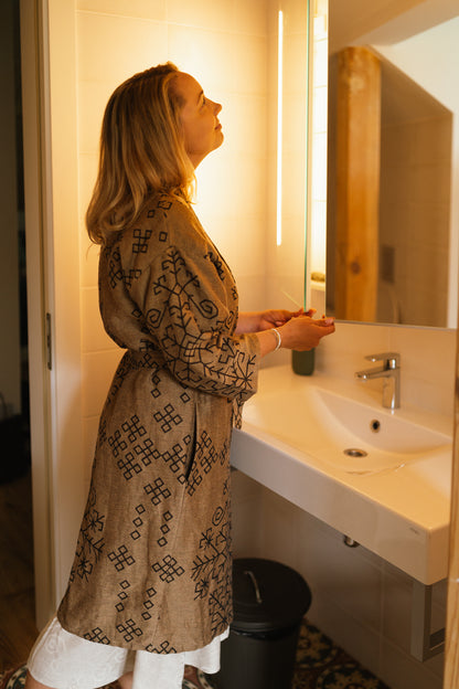 Linen Boho Style Robe / Kimono Austra Unisex, Mid