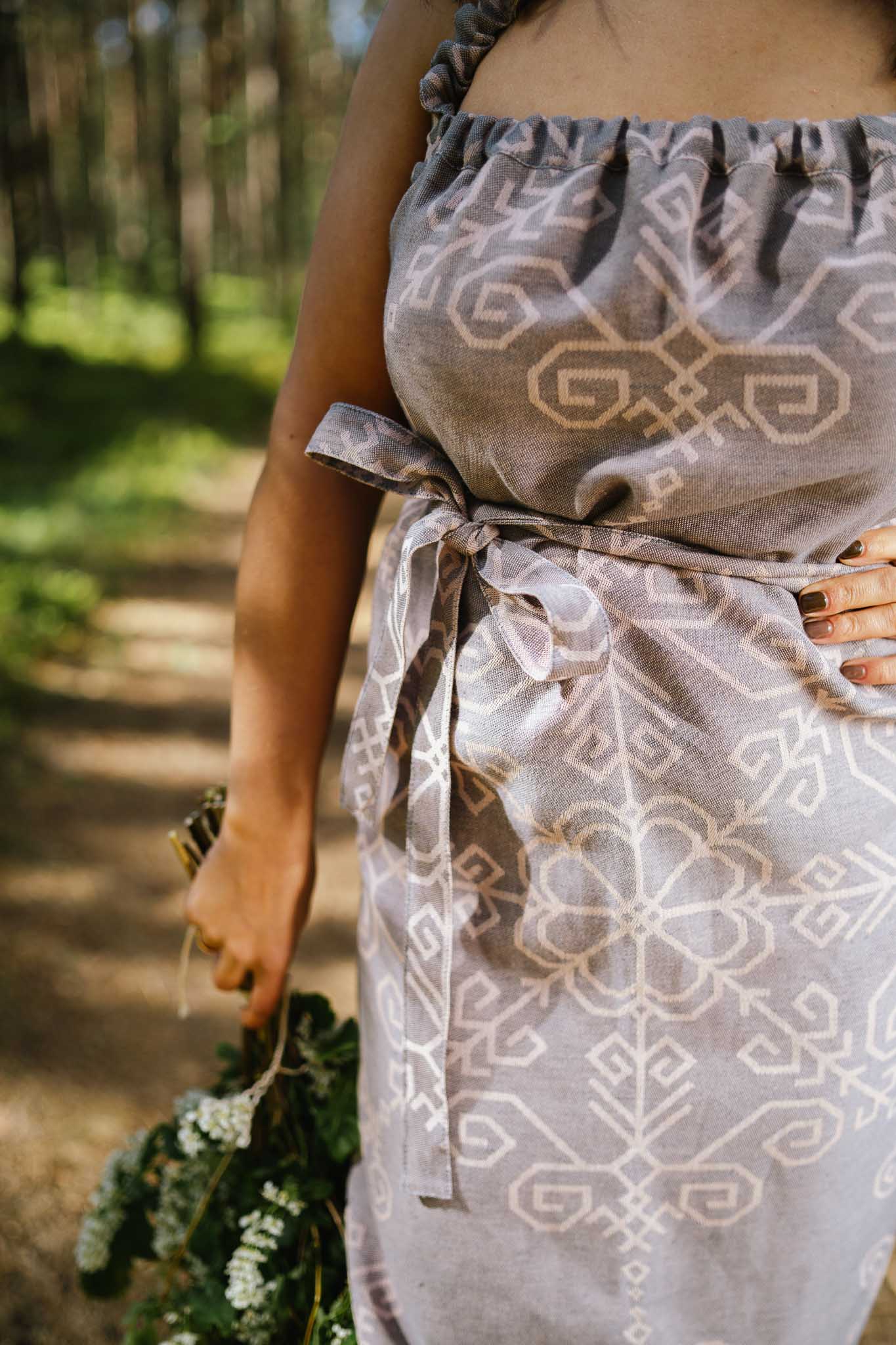 Sauna two-sided dress with Sun Mandala, grey/pink
