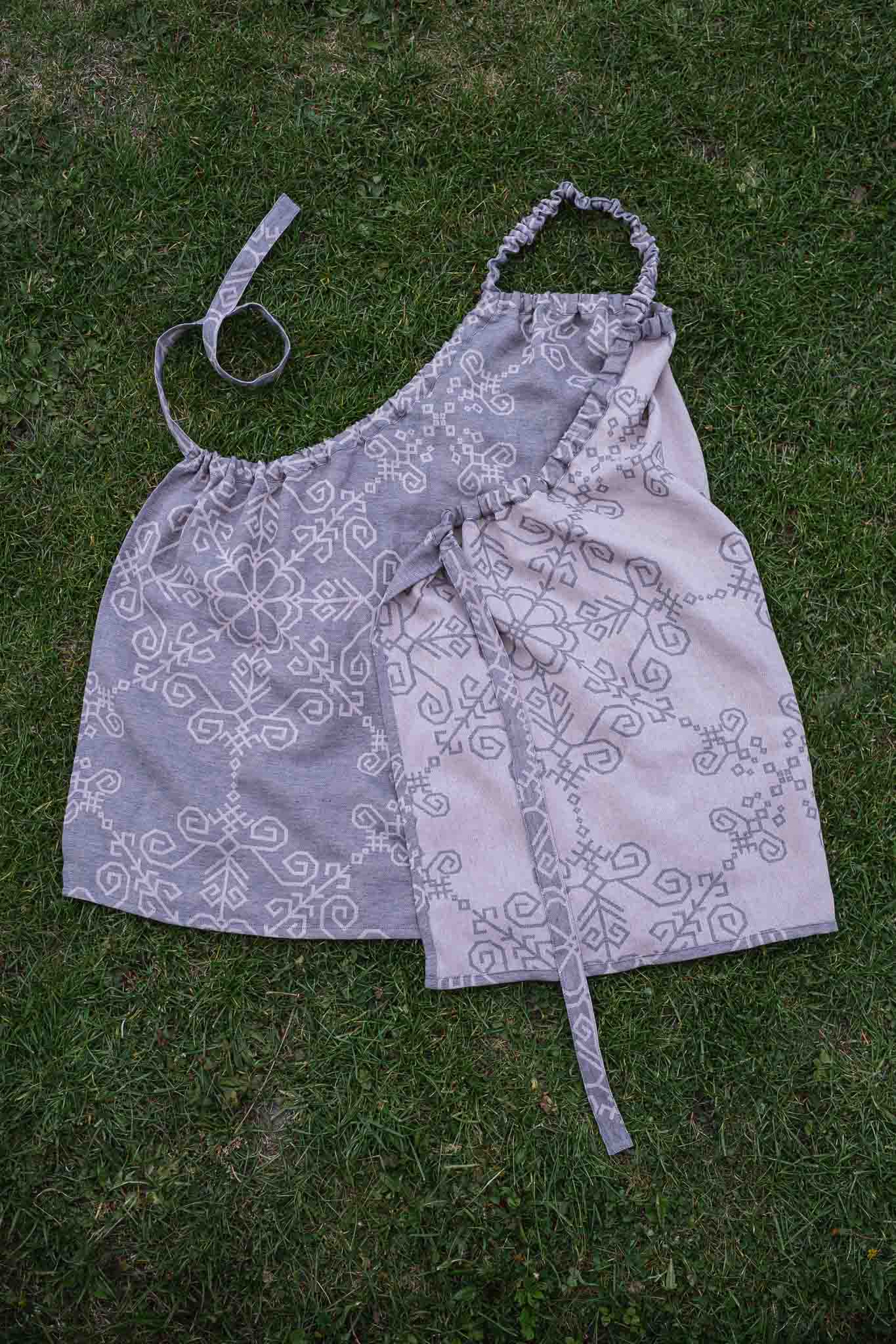 Sauna two-sided dress with Sun Mandala, grey/pink