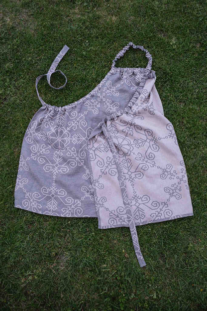 Sauna two-sided dress with Sun Mandala, grey/pink