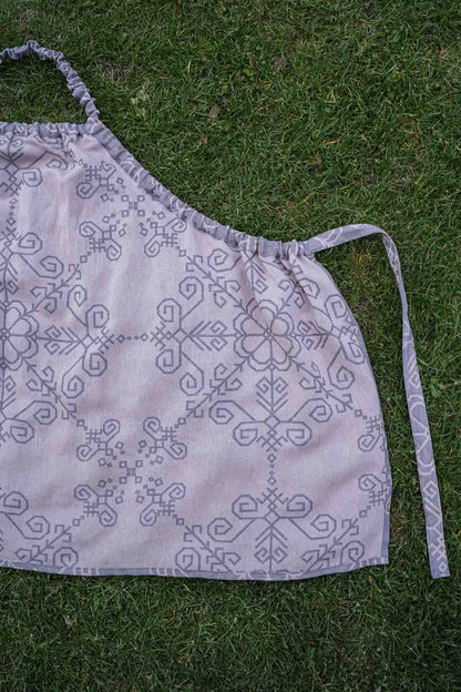 Sauna two-sided dress with Sun Mandala, grey/pink