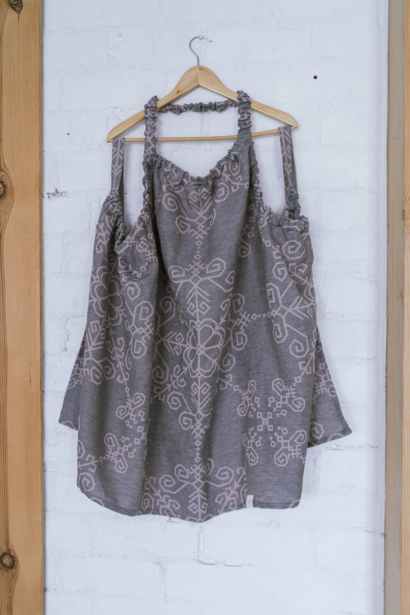 Sauna two-sided dress with Sun Mandala, grey/pink