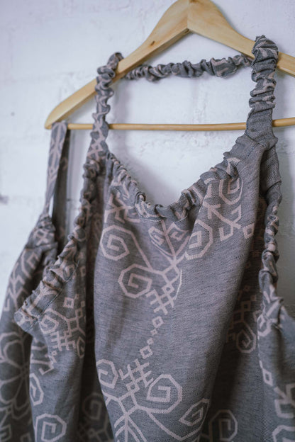 Sauna two-sided dress with Sun Mandala, grey/pink