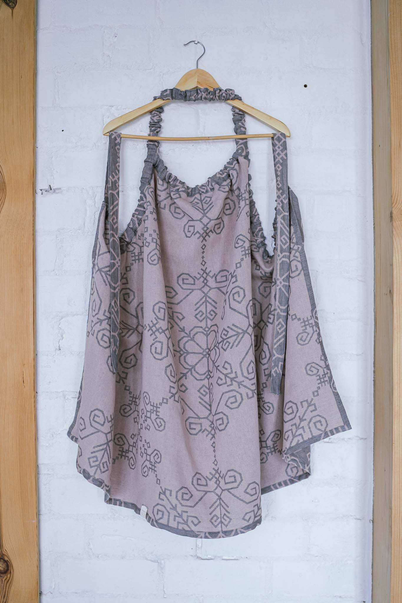 Sauna two-sided dress with Sun Mandala, grey/pink
