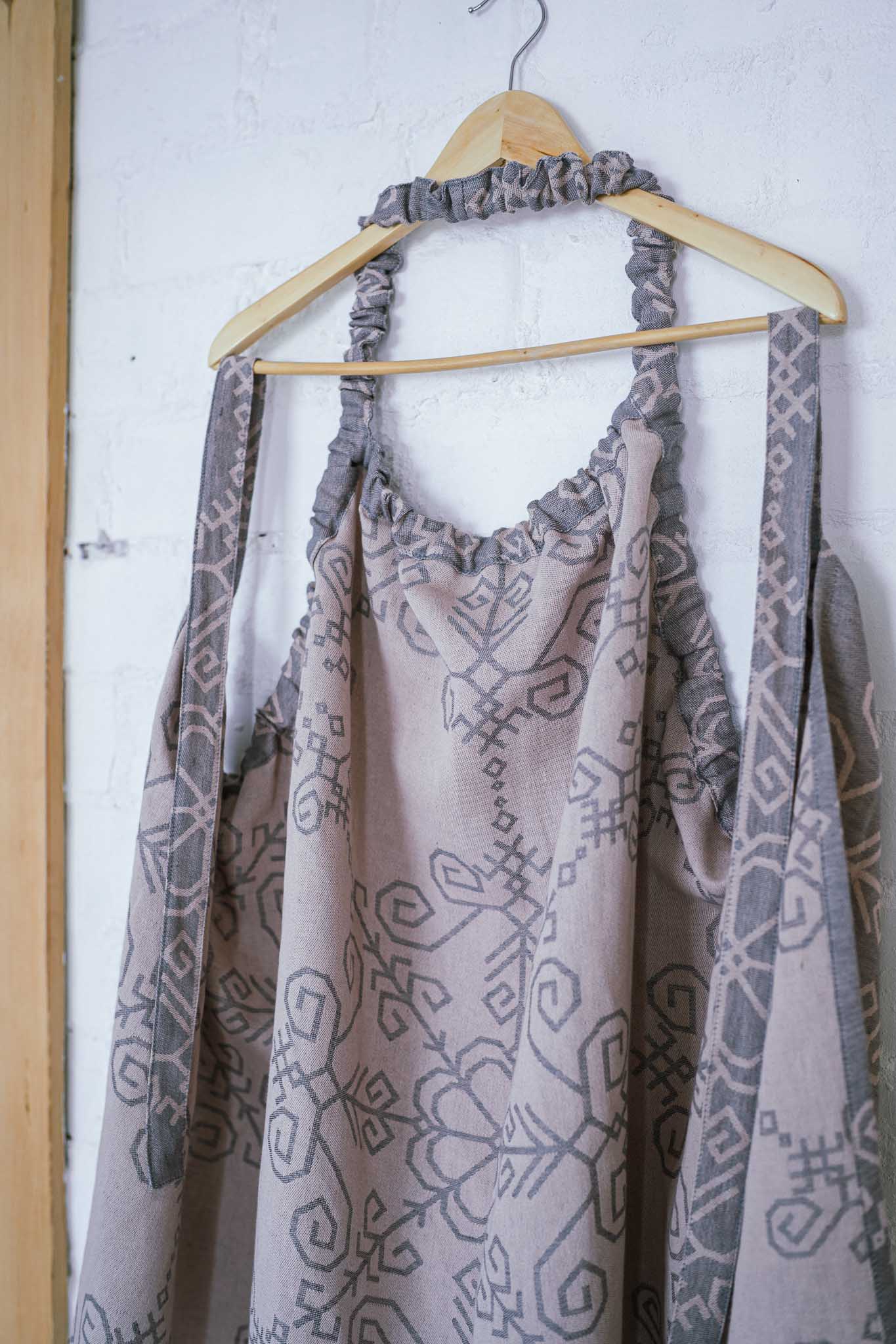 Sauna two-sided dress with Sun Mandala, grey/pink