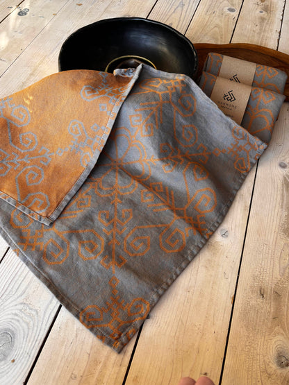 Linen Kitchen Towel Sun Mandala, grey/sand