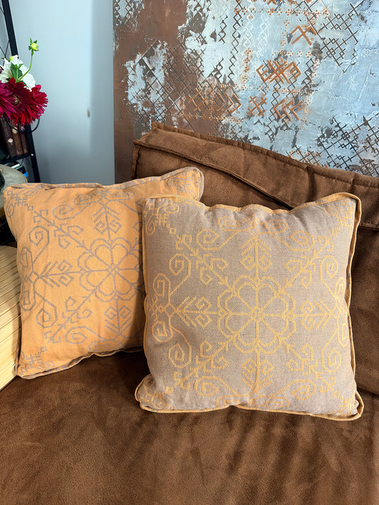 Decorative Cushion Cover with Sun Mandala, grey/orange