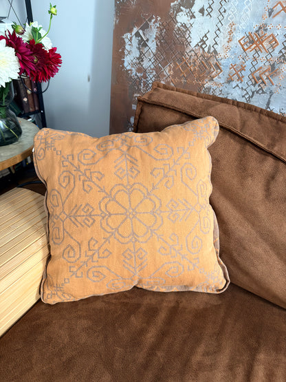 Decorative Cushion Cover with Sun Mandala, grey/orange