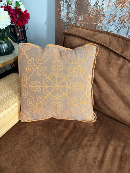 Decorative Cushion Cover with Sun Mandala, grey/orange