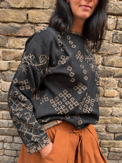 Bothsided Jacquard Sweater Austra, brown/black