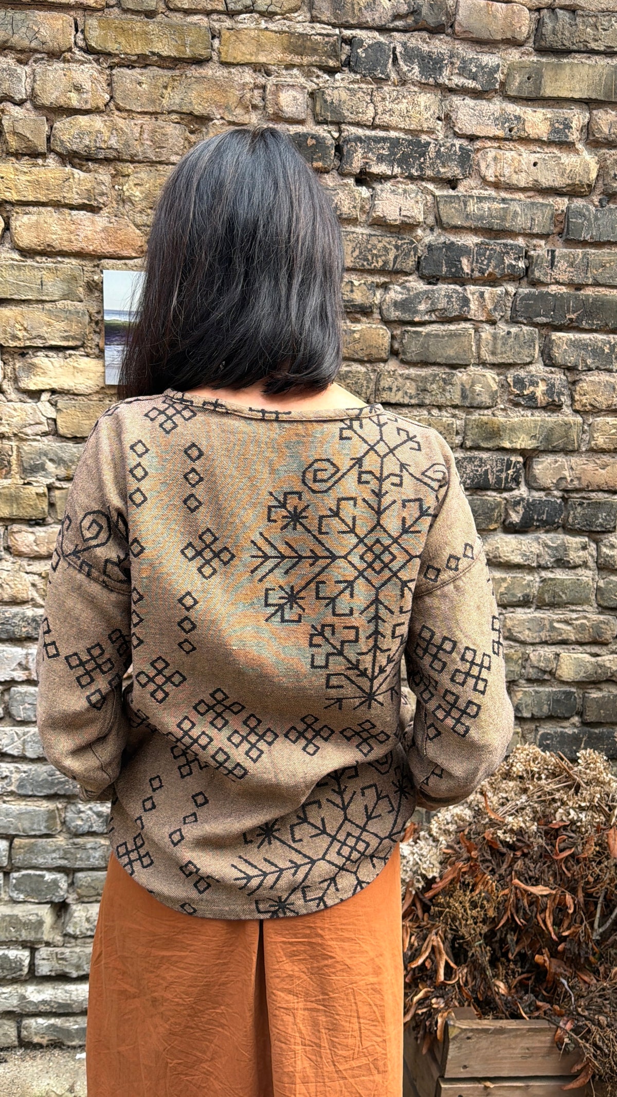 Bothsided Jacquard Sweater Austra, brown/black