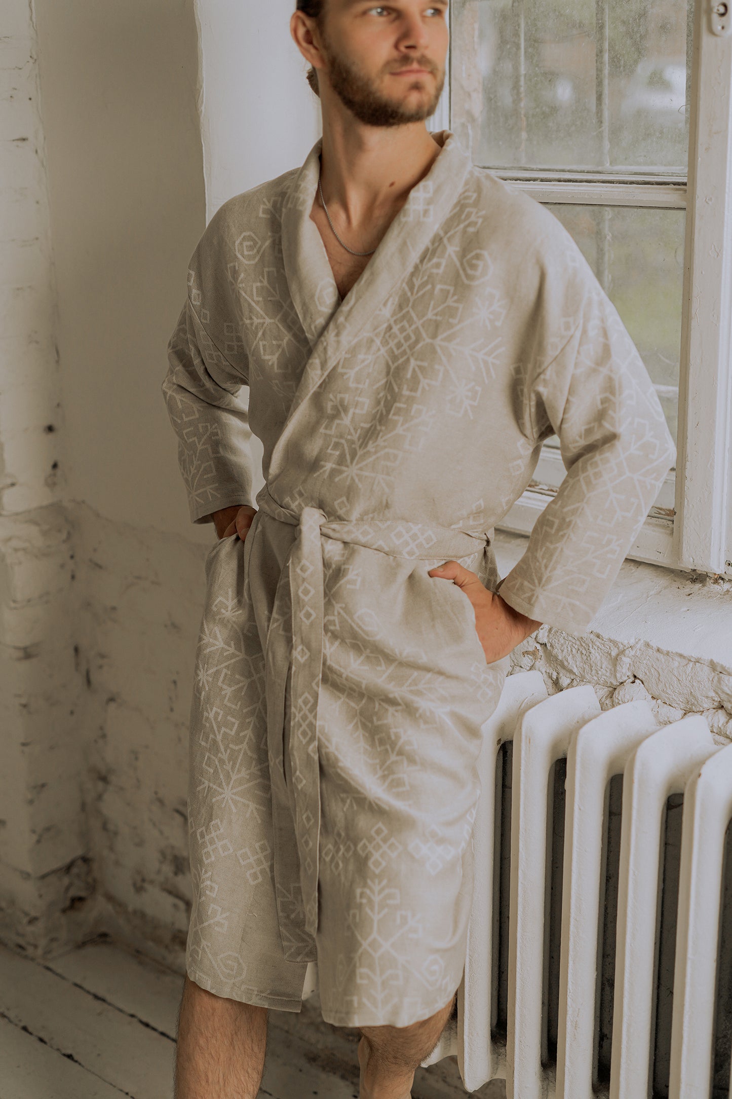 Linen Boho Style Robe / Kimono AUSTRA Unisex, Mid