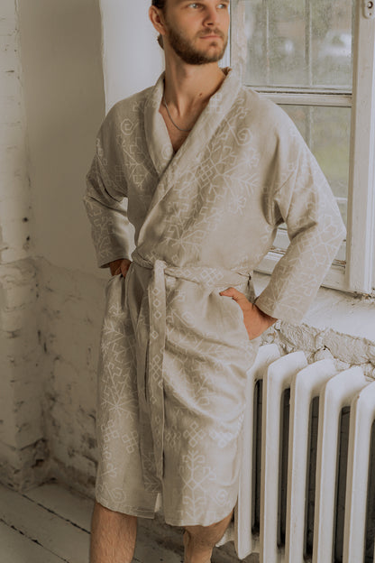 Linen Boho Style Robe / Kimono AUSTRA Unisex, Mid