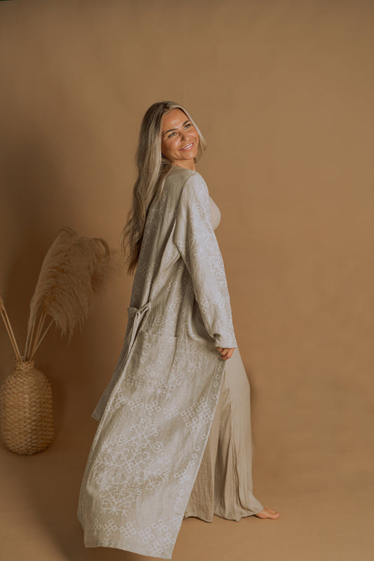 Linen Boho Style Robe / Kimono AUSTRA, Maxi