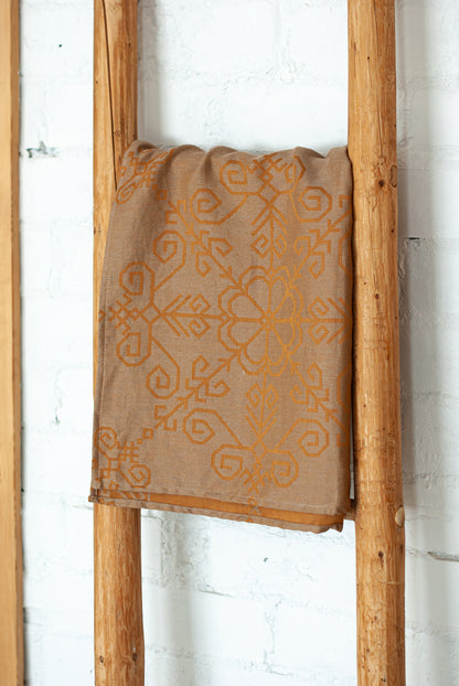 Sand Linen Towel, Sun Mandala Pattern