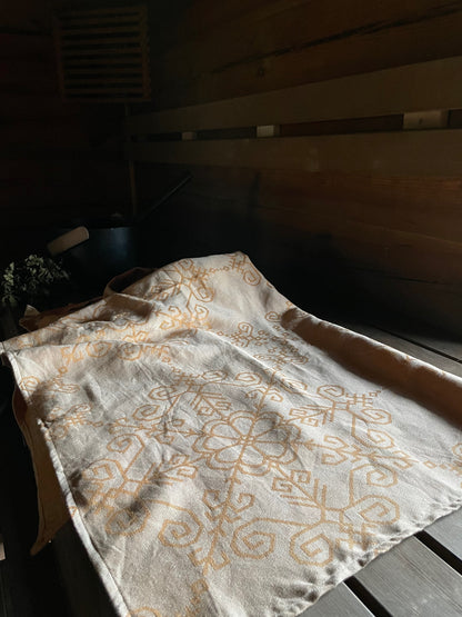 Sand Linen Towel, Sun Mandala Pattern