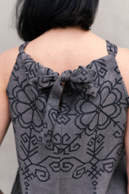 Linen Top with Sun Symbol