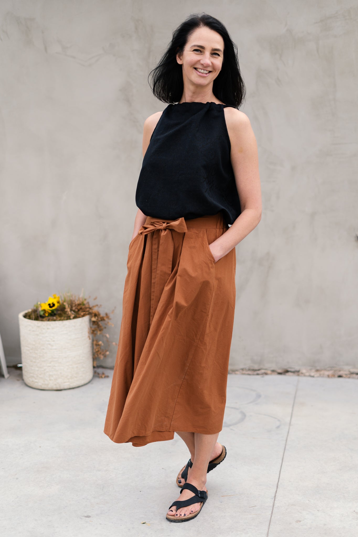 Linen Top with Sun Symbol