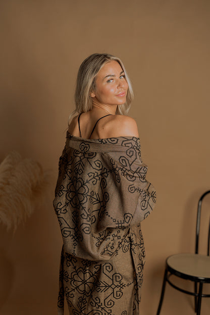 Boho stila kimono/halāts Saule unisex, mid