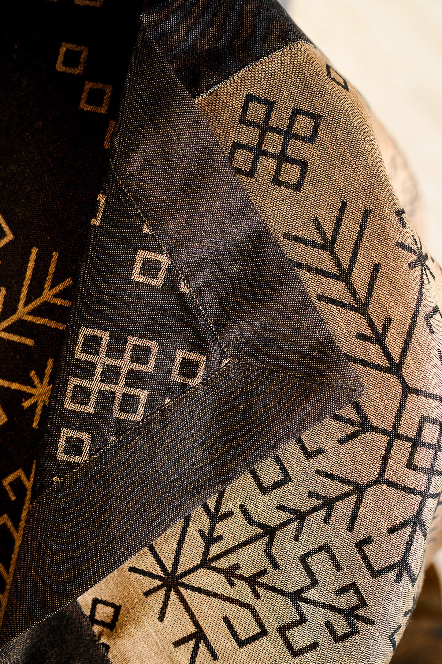 Black/bronze Linen Tablecloth, Austra Tree Pattern