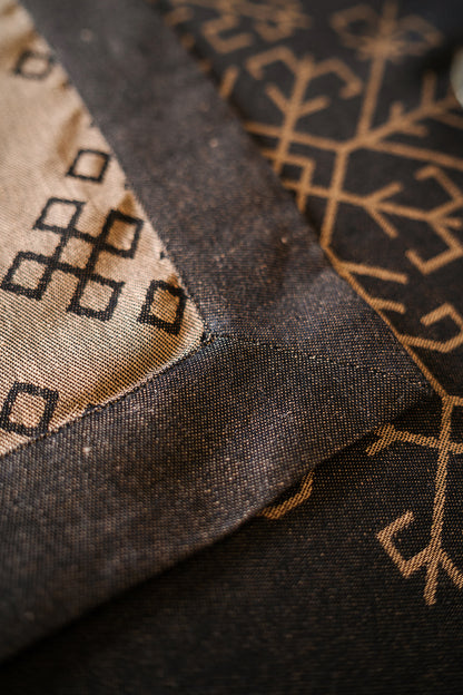 Black/bronze Linen Tablecloth, Austra Tree Pattern