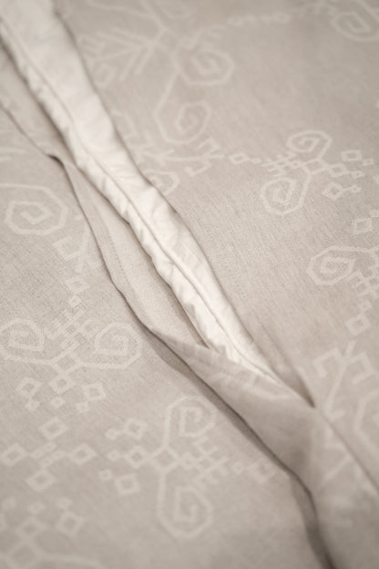 Bed Linen Duvet Cover Set with Sun Symbol, beige