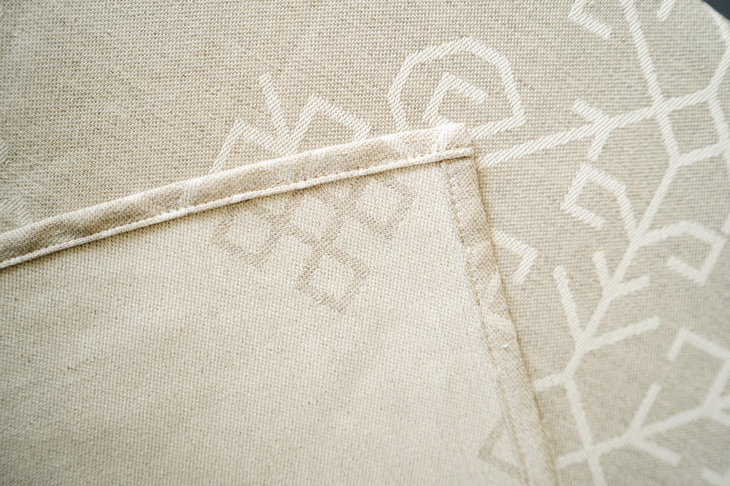 Natural Linen Table Runner, Austra Tree Pattern