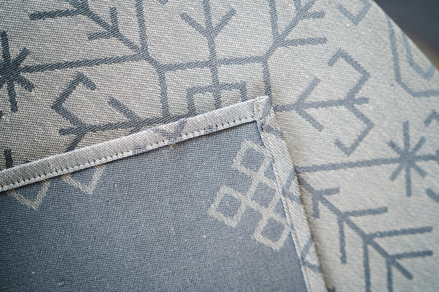 Grey Linen Table Runner, Austra Tree Pattern