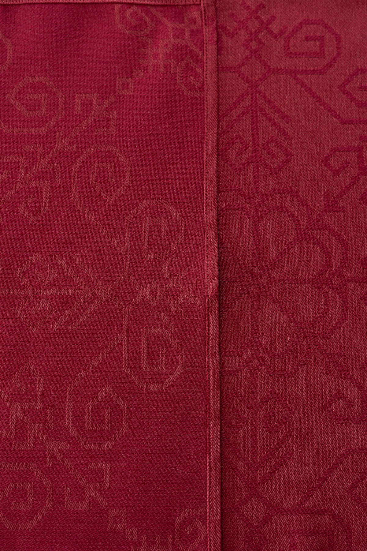 Red Linen-Cotton Table Runner Sun Mandala
