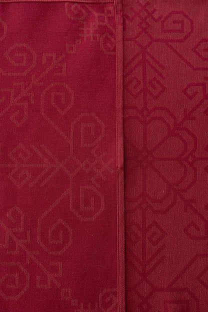 Red Linen-Cotton Table Runner Sun Mandala